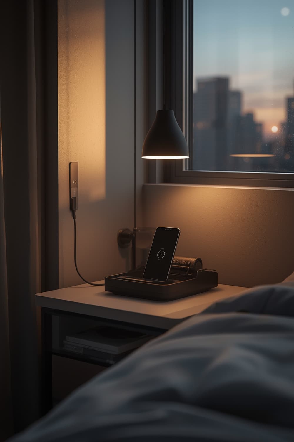 bedside organizer phone charger - featured image